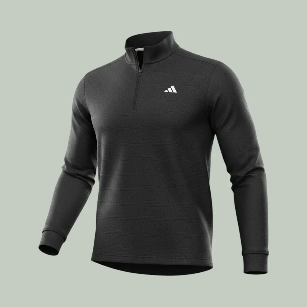 Adidas Mens Adi Pattern 1/4 Zip Pullover Black Textured ADVR0927 Size XL NEW
